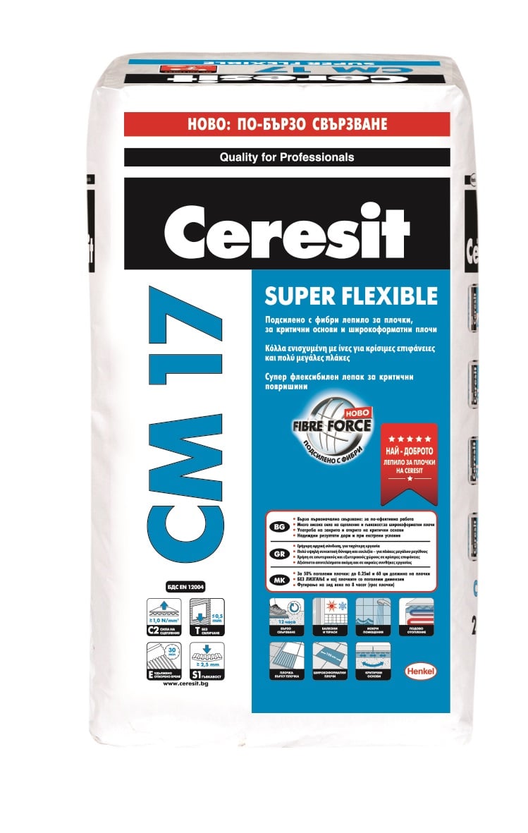 Лепило за плочки и гранитогрес Ceresit CM 17 / 25кг
