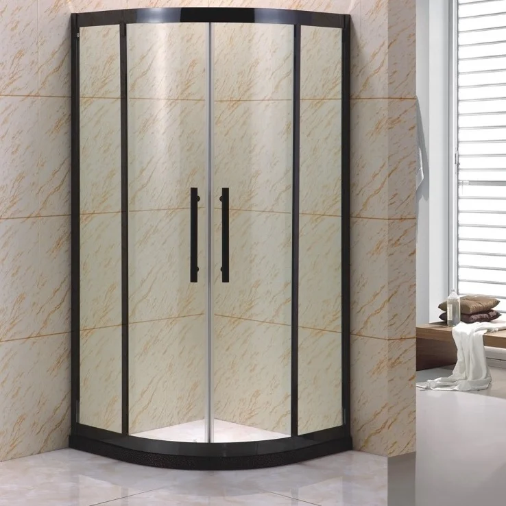 Овална душ кабина без корито Cascada B-L1001 черна 90x90x190см