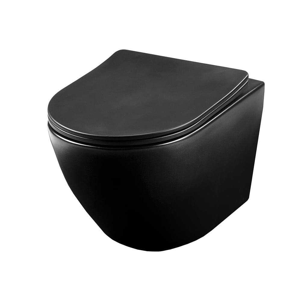 Конзолна тоалетна чиния скрито присъединяване Cascada овал черен мат