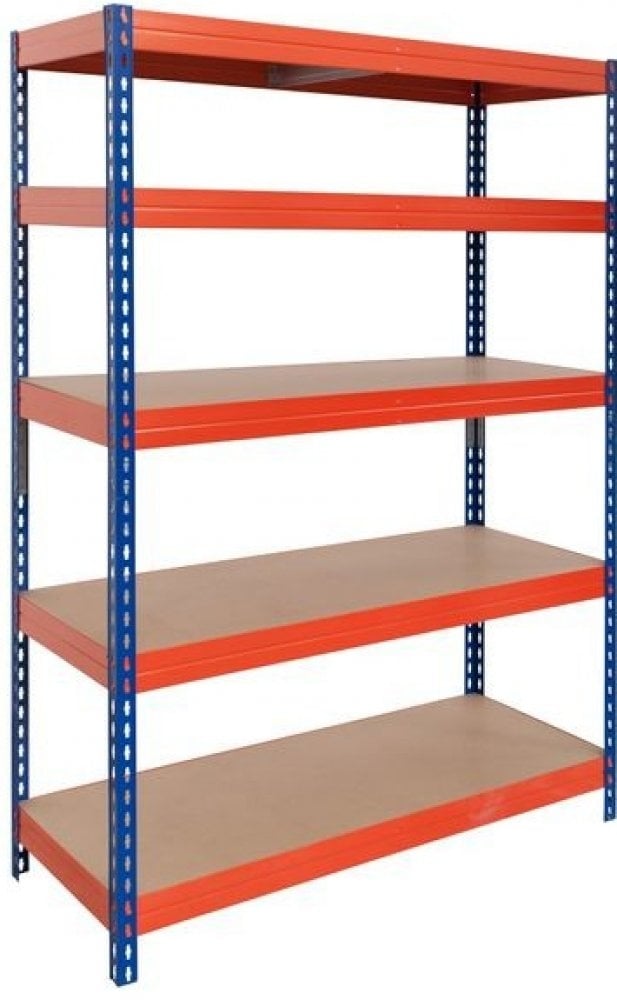 Метален стелаж с 5 рафта Rivet 300 EB44 син/оранжев 192x100x50см / до 300кг на рафт